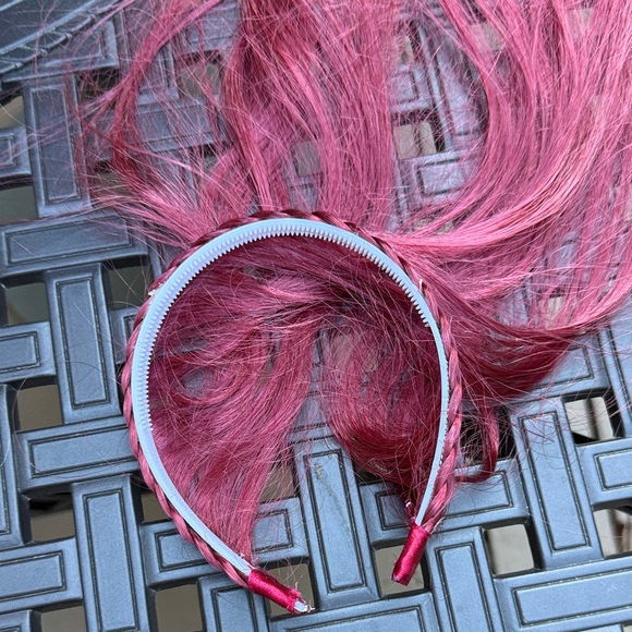 Vibrant Burgundy Headband and Blonde Scrunchie With Hair Extensions - Set of 2 - Picture 8 of 8